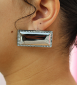 Load image into Gallery viewer, LOGAN RECTANGULAR EARRING SILVER
