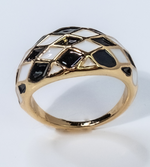 Load image into Gallery viewer, ANISA BLACK/WHITE/GOLD CHECKERED RING
