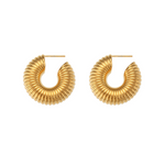 Load image into Gallery viewer, LUMINIQUE RIBBED HOLLOW EARRINGS
