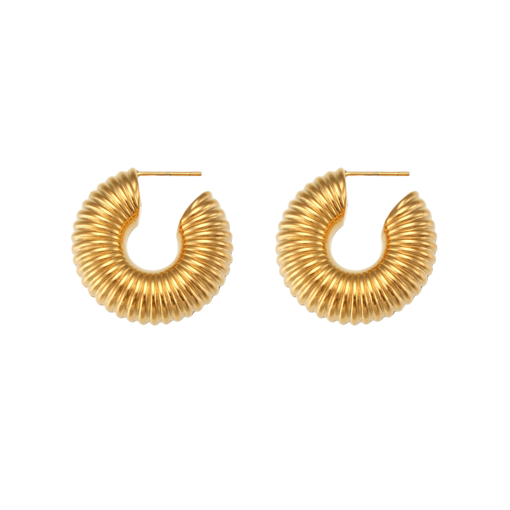 LUMINIQUE RIBBED HOLLOW EARRINGS