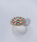 Load image into Gallery viewer, ANISA PINK/BLUE/GOLD CHECKERED RING
